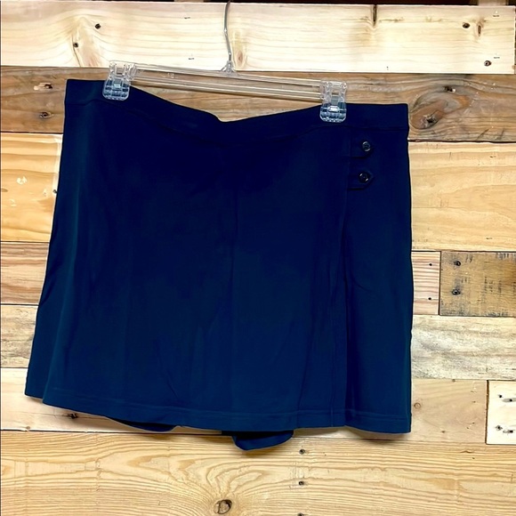 Lands' End size 16 Navy Blue 100% Cotton Pencil Mini Skirt with Built-in Shorts - Picture 1 of 9